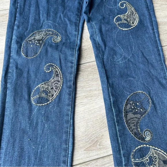 Joseph Ribkoff Paisley Embroidered Stretchy Skinny  Jeans - Picture 11 of 15
